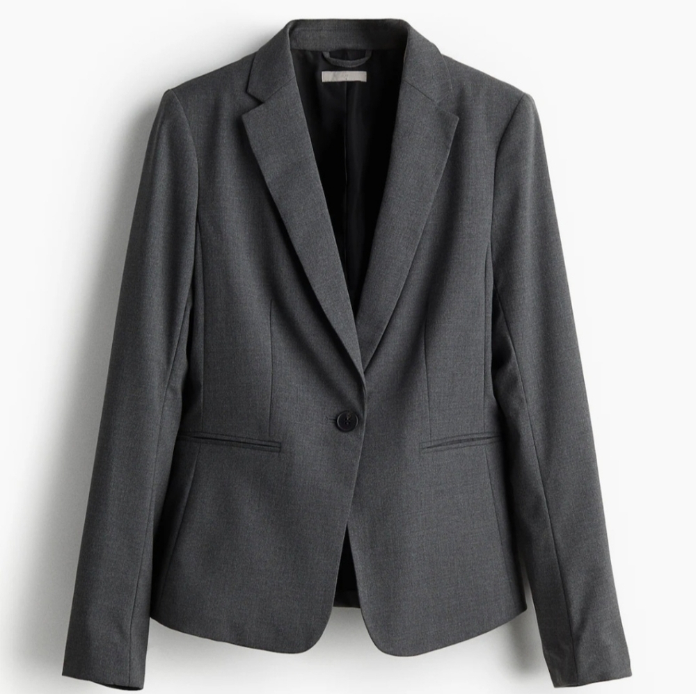 Fitted Blazer (Dark Grey / Plaid)